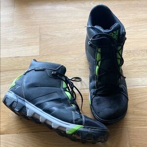 Adidas Black and Green Athletic Shoes with Rugged Sole